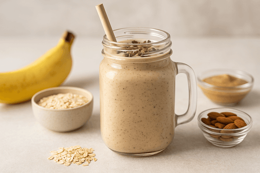 Bananen-Hafer-Smoothie mit Mandeln & Kakao