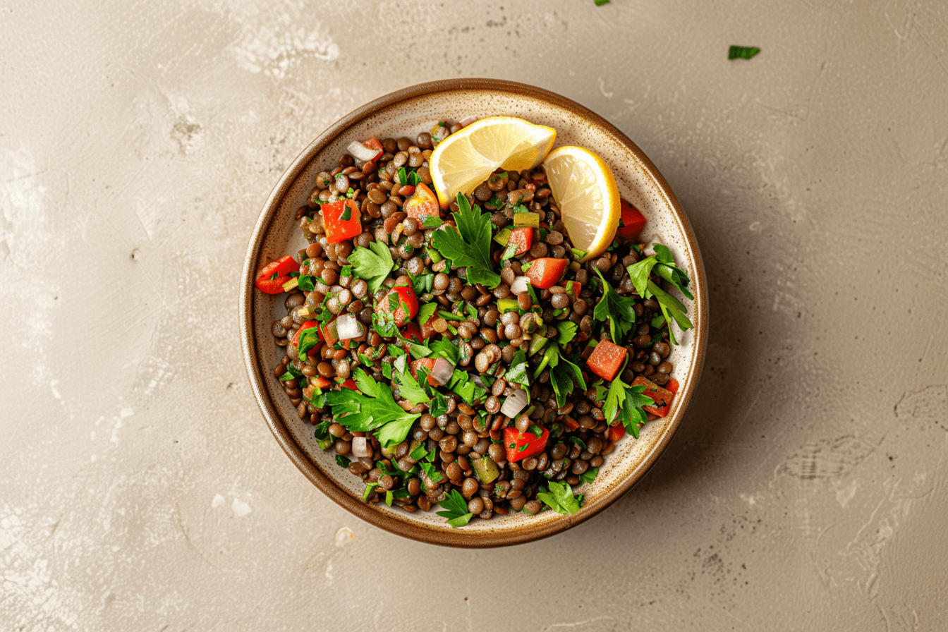 Linsensalat mit Paprika, Petersilie & Zitronendressing