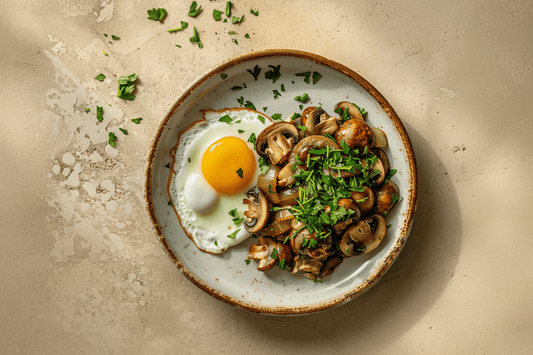 Pilzpfanne mit Ei & frischen Kräutern