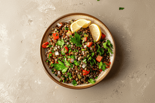 Linsensalat mit Paprika, Petersilie & Zitronendressing